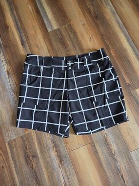 Jofit Black Shorts with White Windowpane Grid Size 12